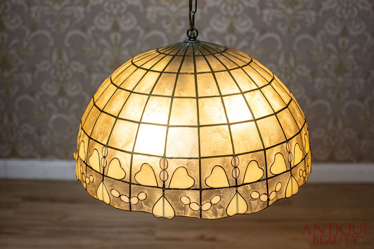 Ceiling Lamp With A Mother Of Pearl Shade, Antique Mother Of Pearl Lamp Shade