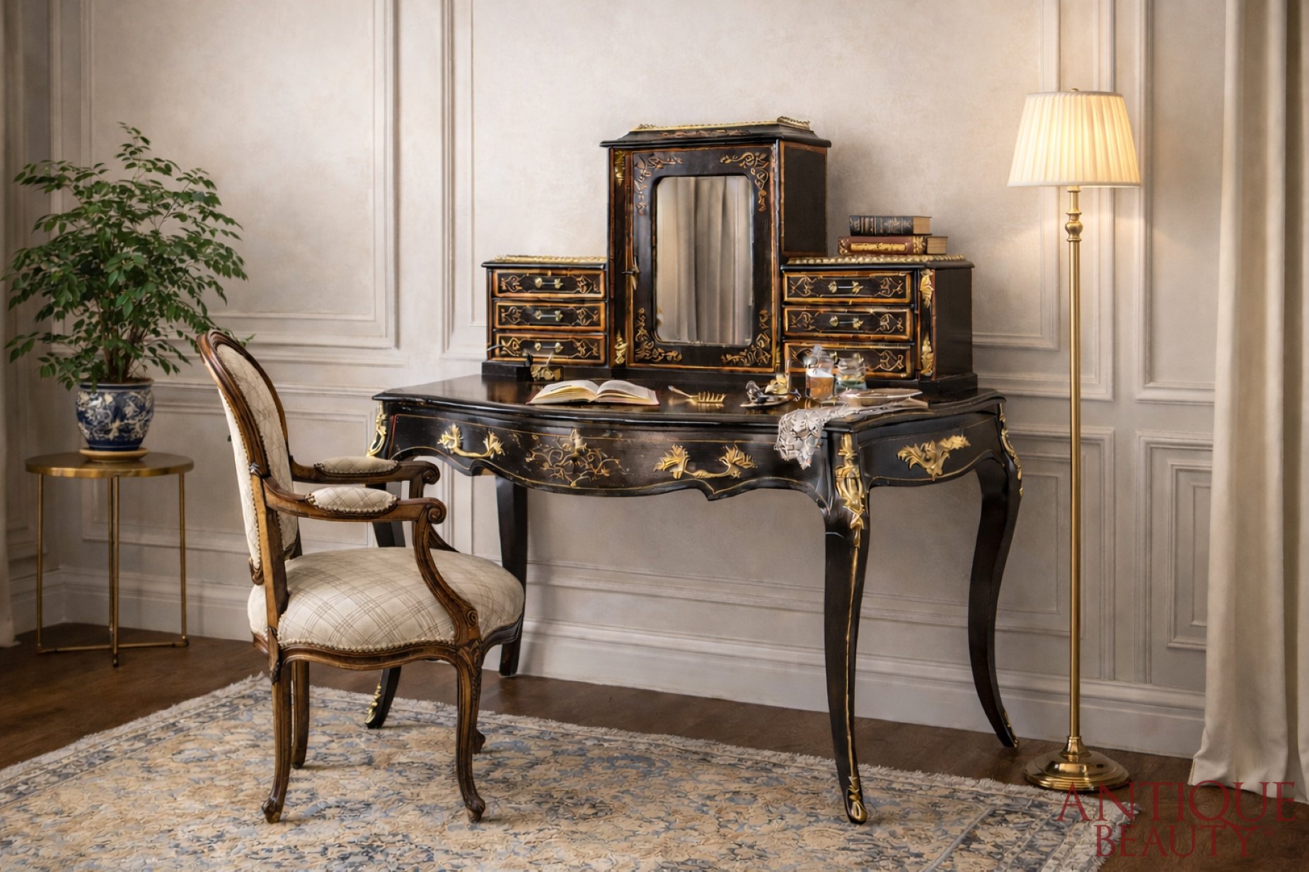 francuski damski sekretarzyk ebonizowany xix wiek ab002676.jpg