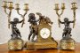 Napoleon III French Bronze Mantel Clock Set from the 19th Century
