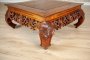 Mid-20th Century Richly Decorated Oak Coffee Table with Carved Details Under the Tabletop