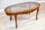 Elliptical Coffee Table with Rattan