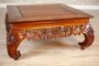 Mid-20th Century Richly Decorated Oak Coffee Table with Carved Details Under the Tabletop