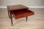 Small Walnut Coffee Table from the 20th Century with Leather-Covered Top