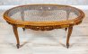 Elliptical Coffee Table with Rattan