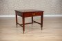 Small Walnut Coffee Table from the 20th Century with Leather-Covered Top