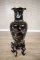 Large Chinese Lacquer Vase with Inlaid Mother-of-Pearl Decorations