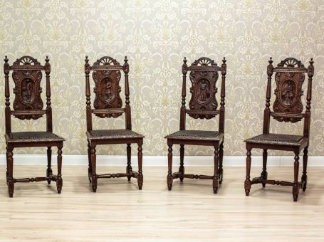 Highly Decorative, Brittany Chairs, Circa 1880, 4 Pieces