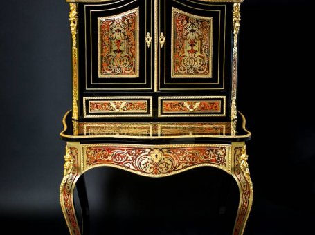 Unique Writing Desk with a Marquetry in the Boulle Style