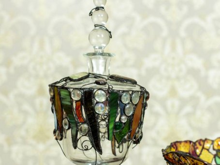 Glass Decanter with Stained Glass