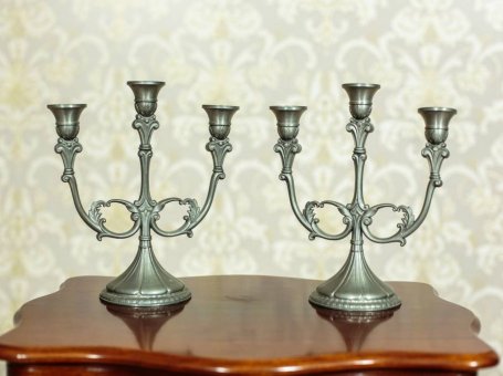 Pair of Tin Candlesticks