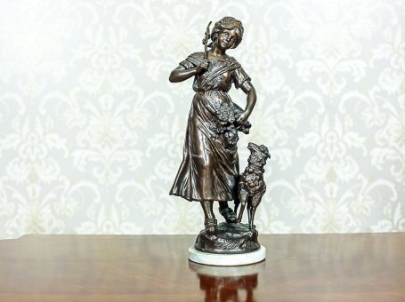 Signed Bronze Sculpture -- Shepherdess