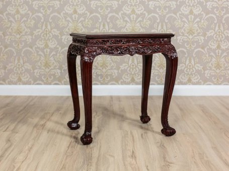 Decorative Small Table with Rich Woodcarving