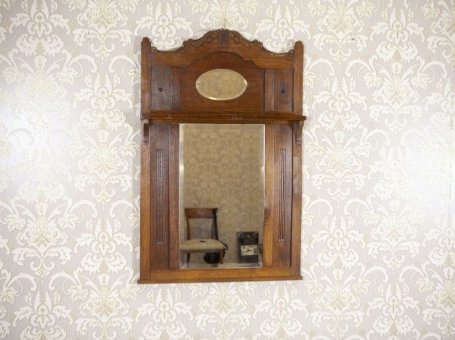 Art Nouveau Wall Mirror in Oak Frame, Early 20th Century