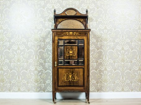 19th-Century Rosewood Cabinet with Intarsias