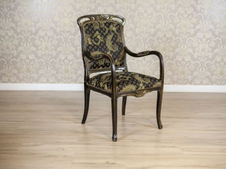 Decorative Art Nouveau Oak Armchair from the 20th Century