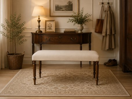 Upholstered Oak Bench from the Mid. 20th Century