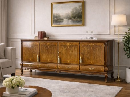 Inlaid Walnut Living Room Cabinet from the Middle 20th Century