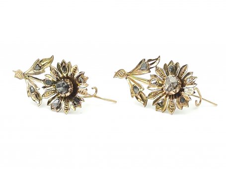 Gold Earrings from 1870 – 18-Karat Rose Gold with Diamonds