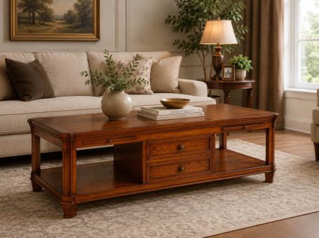 Oak Coffee Table with Drawers from the Mid. 20th Century
