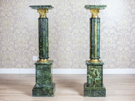 Pair of Marble Empire Pedestals