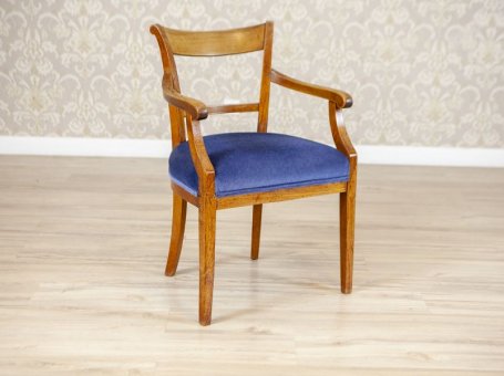 Elm Armchair in Blue Upholster, Early 20th Century