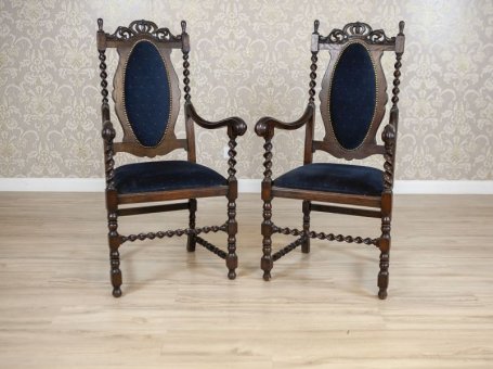 Pair of Eclectic Carved Armchairs