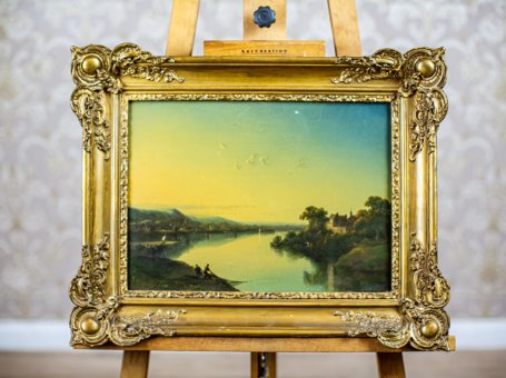 19th-Century Landscape in Gold Frame
