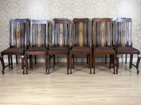 Set of 11 Dark-Colored Chairs from the Interwar Period