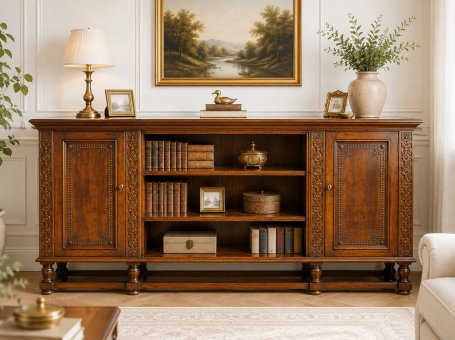 Sturdy Oak Bookcase from the 1940s