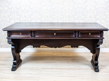 Masywny stół/biurko z drewna orzechowego