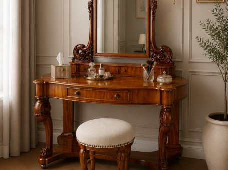 Mahogany Wood & Veneer Vanity, Early 20th Century