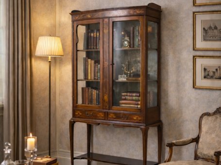 Intarsjowana witryna angielska z XIX wieku