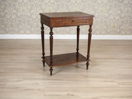 French Mahogany & Walnut Marquetry Side Table from the Early 20th Century