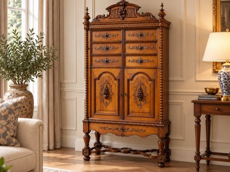 Renaissance Revival Walnut Cabinet circa 1900