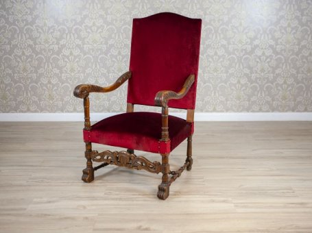 Upholstered, Carved Armchair