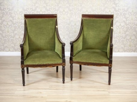Two Walnut Armchairs from the Mid. 20th Century in the English Style