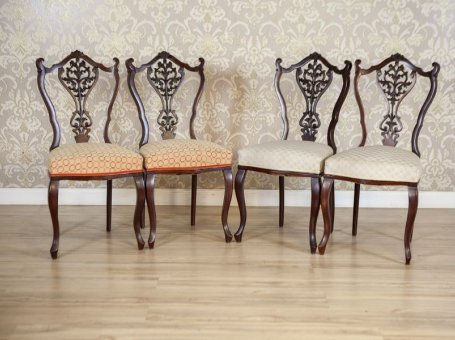 Set of 19th-Century Louis XV Ash Chairs with Openwork Backrests