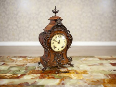 Lenzkirch Mantel Clock Circa 1895-1900 in Walnut Case