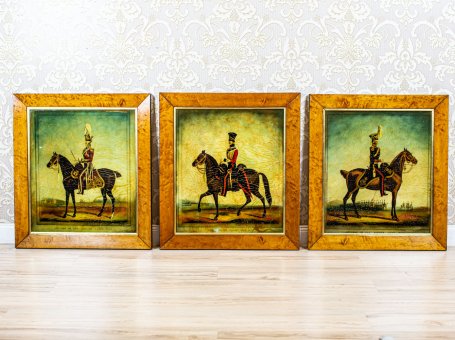 British Army Officers - Set of Paintings on Glass