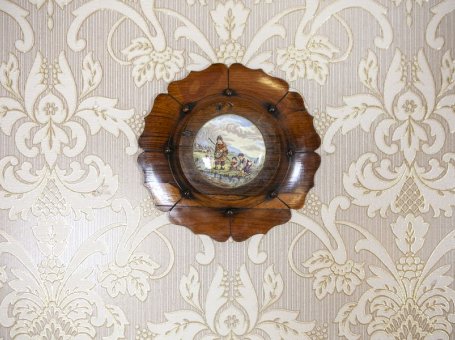 20th-Century Rosewood Wall Decoration with Porcelain Painting