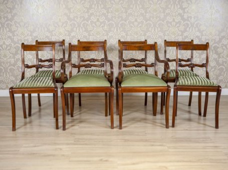 Set of Biedermeier-Style Mahogany Chairs & Armchairs from the Early 20th Century