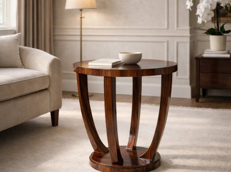 Okrągły stolik stylizowany na Art Deco