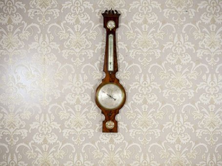 19th-Century Barometer & Fahrenheit Thermometer in Oak Case