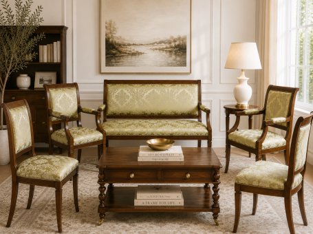 Set of Antique English Walnut Furniture from the Late 19th Century