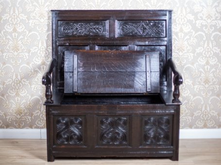 19th-Century Renaissance Revival Oak Bench