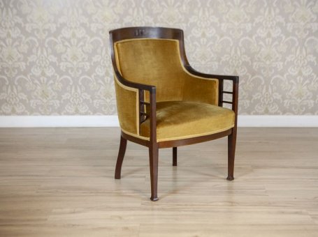 Upholstered Art Deco Mahogany Armchair from the Early 20th Century