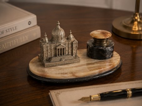 Memorial Marble Inkwell from the Early 20th Century