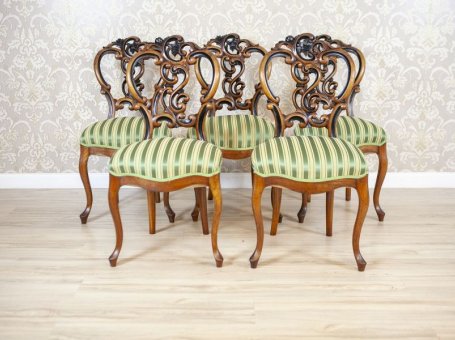 Set of Five Walnut Chairs