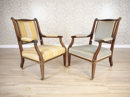 Pair of 19th-Century English Armchairs in Sheraton Style