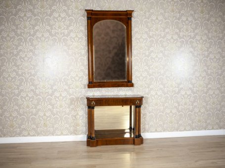 20th-Century Biedermeier Set of Console Table and Mirror